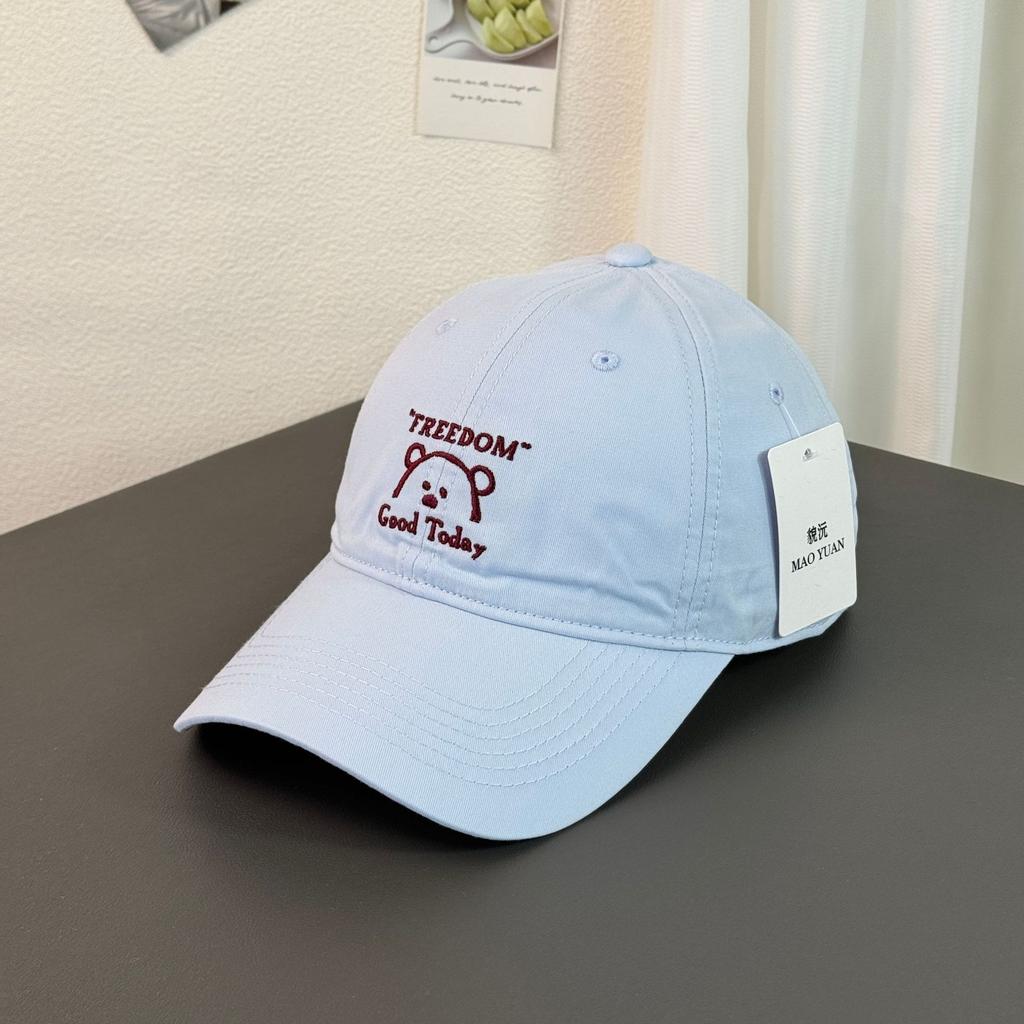 Fashion Hat bear embroidery Korean version spring and summer new Korean version cartoon cute baseball cap female big head circumference showing