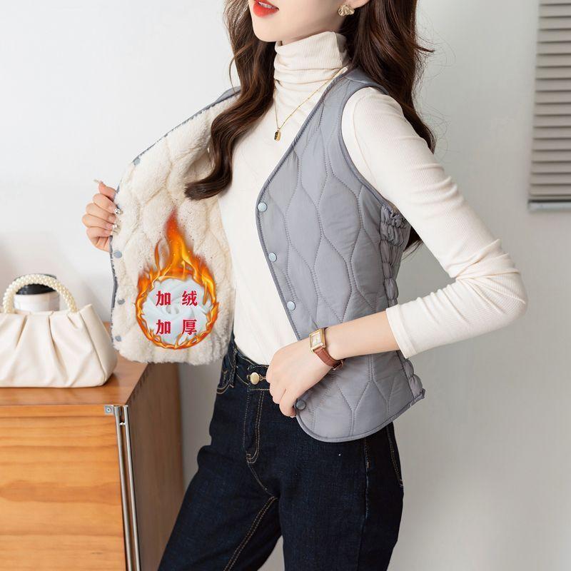 Dámská krátká základní vesta, podzimní a zimní se silným sametem, módní teplo a slim fit, nošení vesty, prachové bavlny, tílko pro ženy