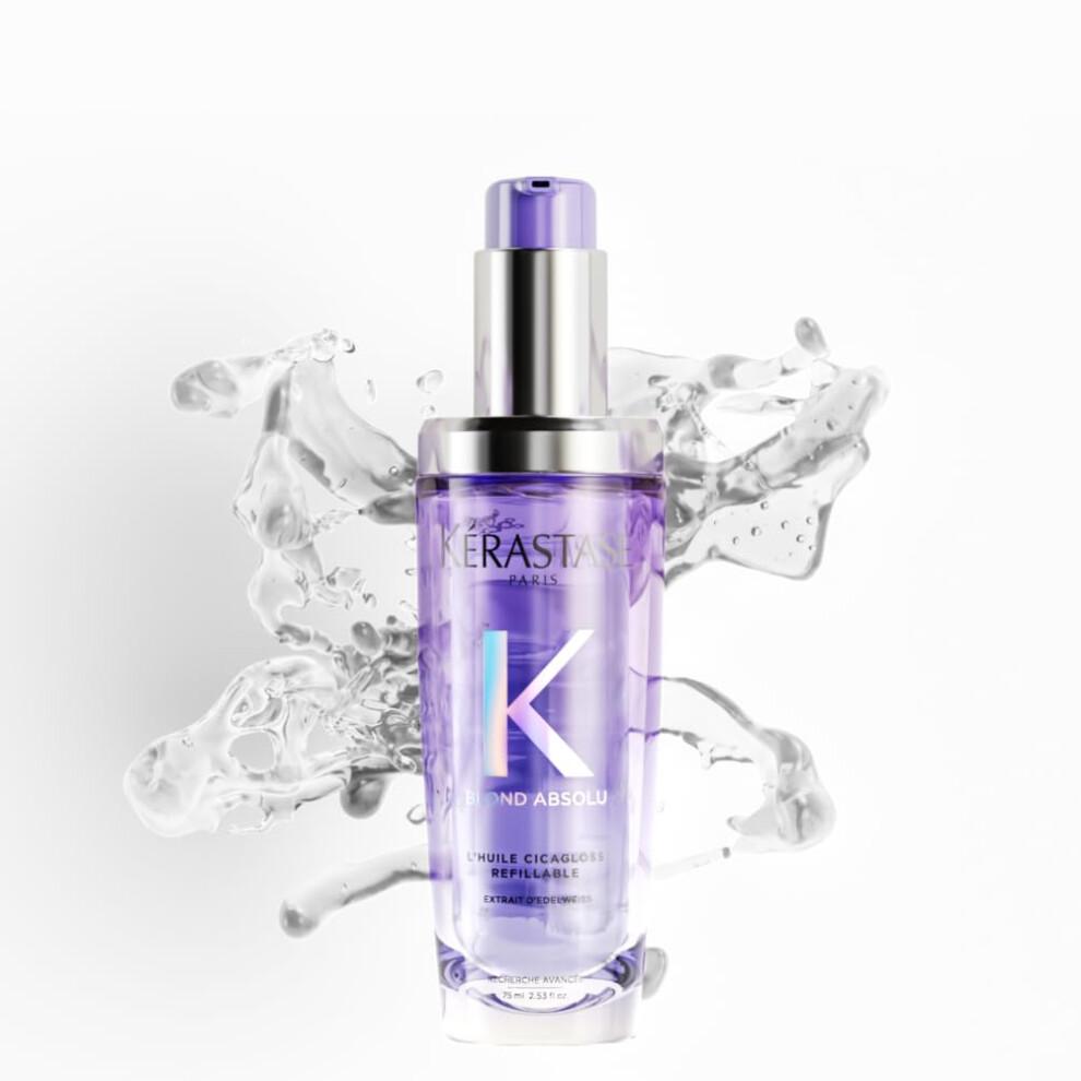 Kérastase Blond Absolu, Intenzivní posilující vlasový olej pro blond vlasy, Pro citlivé odbarvené nebo melírované vlasy, S kyselinou hyaluronovou & květem protěže,
