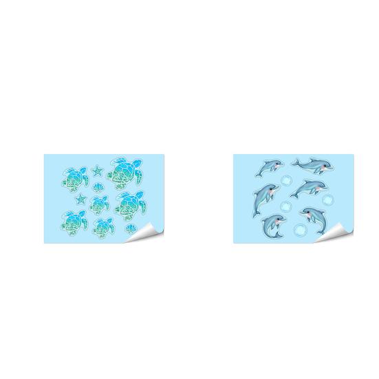 Glow in The Dark Ocean Sink Sticker Self-Adhesive Waterproof Bathroom Decals Cute Turtles Dolphins Sea Animal PVC Sticker for Sinks Bathtubs