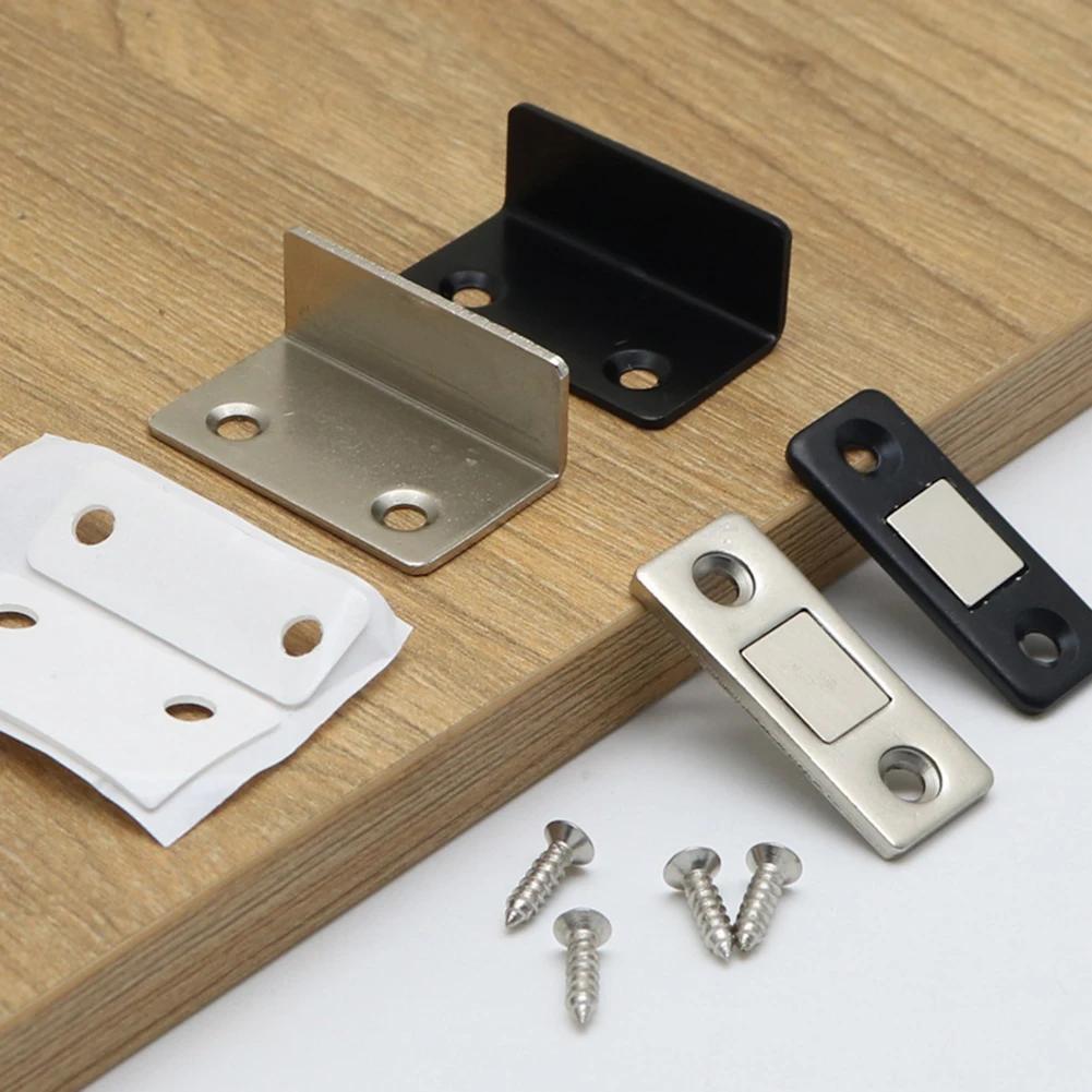 Strong Magnetic Cabinet Catches Punch Free Door Stopper Magnetic L-shaped Hidden Door Closer Home Improvement Furniture Hardware