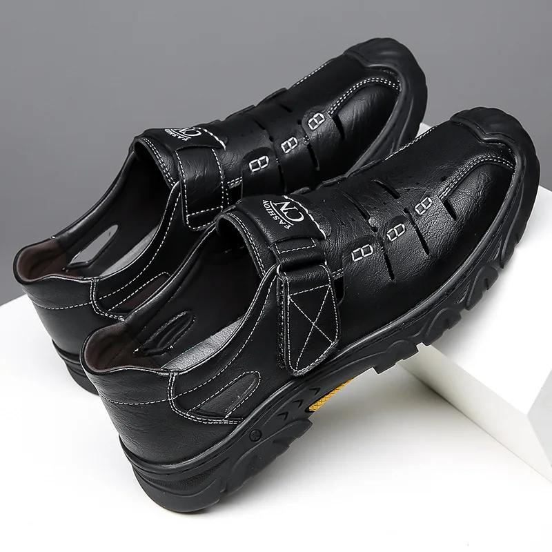 Fashion Designer's New Hollowed-out Men's Sandals Fashion Wear-resistant Outdoor Walking Business Soft Leather Summer Man Shoes