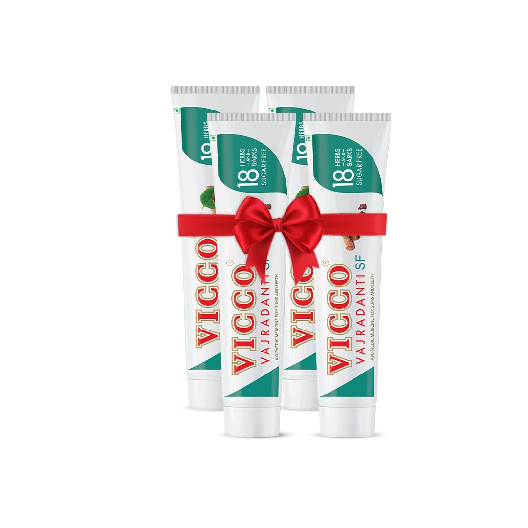 

Vicco Vajradanti Аюрведическая зубная паста без сахара для здоровых крепких десен Упаковка из 4 тюбиков по 80 г