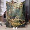 Deer Forest Blanket Wildlife Hunting Art Fleece Throw Soft Warm Bedding Sofa Cover Home Decor Gift