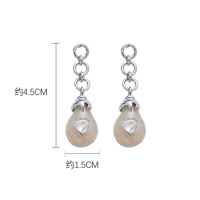 Love eggplant long earrings temperament earrings 925 silver needle exquisite earrings