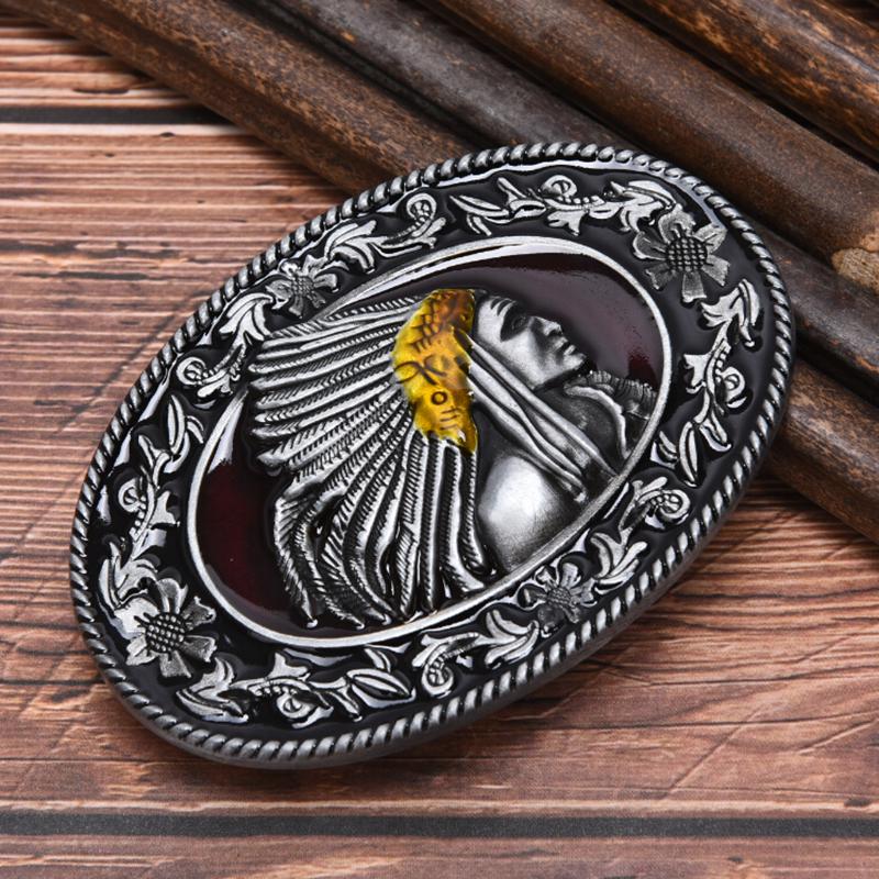Boucle de ceinture en métal indien pour homme, ceinture de cowboy occidentale, boucle adaptée à une ceinture de 1,5" de large