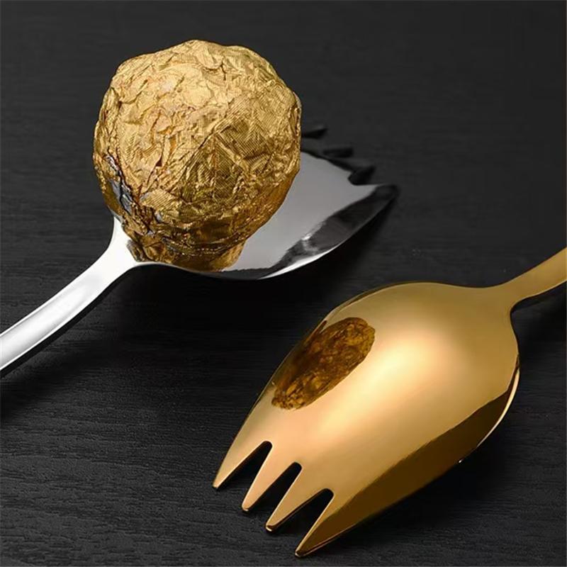 13.5cm Stainless Steel Salad Spoon Fruit Dessert Fork Afternoon Tea Portable Tableware 5 Colors Kitchen Small Spoons