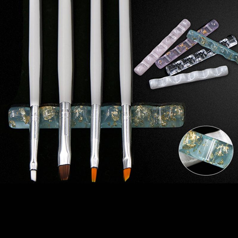 5 Grids Acrylic Nail Art Brush Rack Shelf Painting Pen Rest Holder Stand Colorful Uv Gel Brush Display Holder Manicure Salon