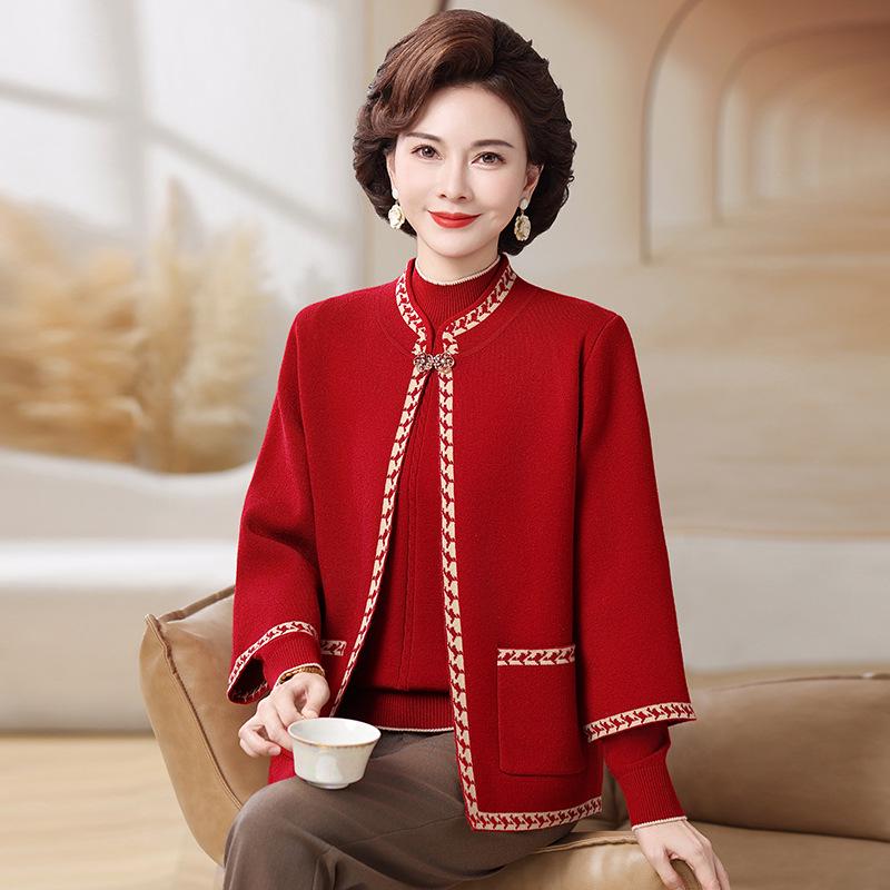 2025 Neuer Herbst Strick-Cardigan & Pullover Set für stilvolle Mütter über 50