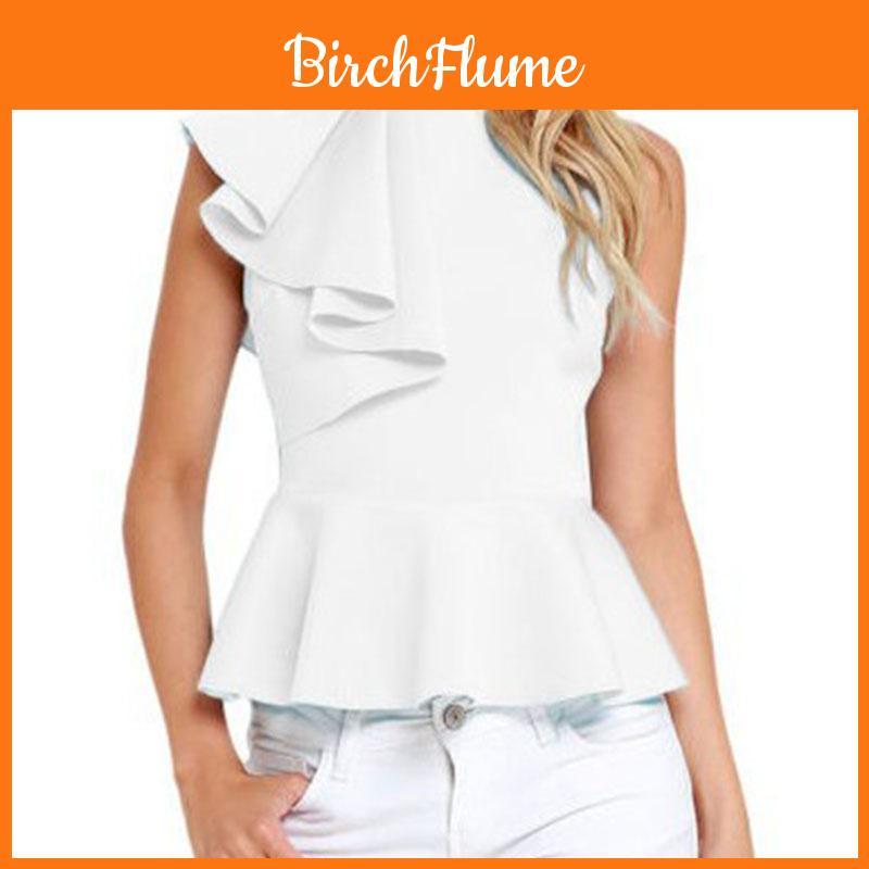 Women's Fashion Summer Round Neck Irregular Ruffled Slim Sleeveless Solid Top For Effortless Style