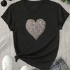 Short-Sleeve T-Shirt for  with A Heart Pattern Print Perfect for Casual Wear Summer Short Sleeved Harajuku Streetwear Tops