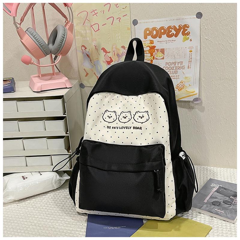 School bag female ins wind Korean version backpack contrasting colors Harajuku college wind campus junior high school students backpacking trip