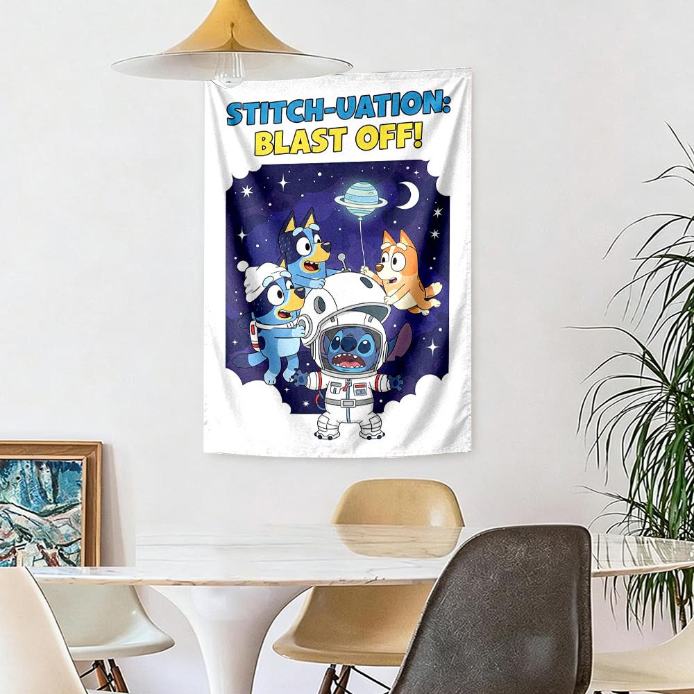Bluey Wall Decor Tapestry Art For Pet Memorial Birthdaywedding Party Backdrop Family Gift