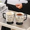 1pc 430mL Vintage Ceramic Mug with Spoon Rose Garden Coffee Tea Fruit Juice Milk Tall Cup Present Office Home Drinking Utensils