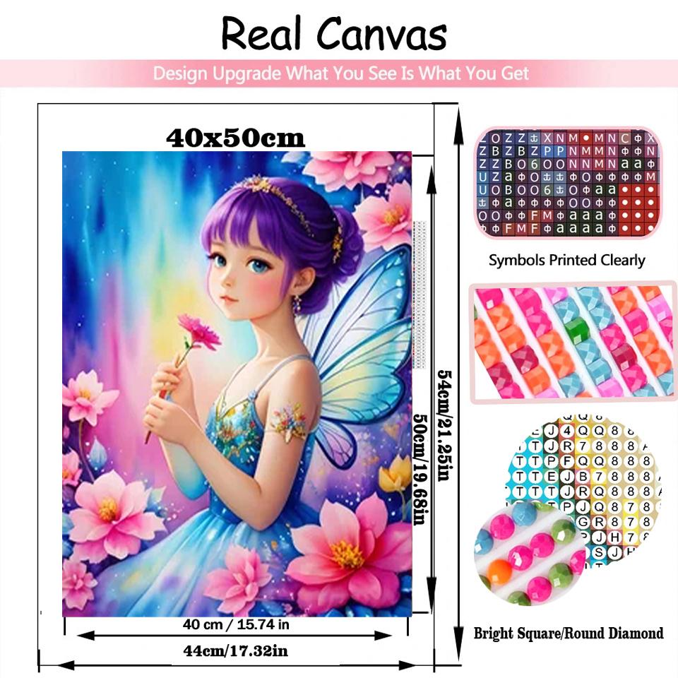 5D DIY Jewelry Cross Embroidery Painting Mosaic Home Decoration Gift with Elf Butterflies In Diamond Cross Embroidery Flowers