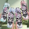 1PC Rose Sugar Skull Dark Floral Art 750ml Color Plastic Sports Water Bottle Leakproof Flip Straw Lid Suitable for Sports Office Home Use