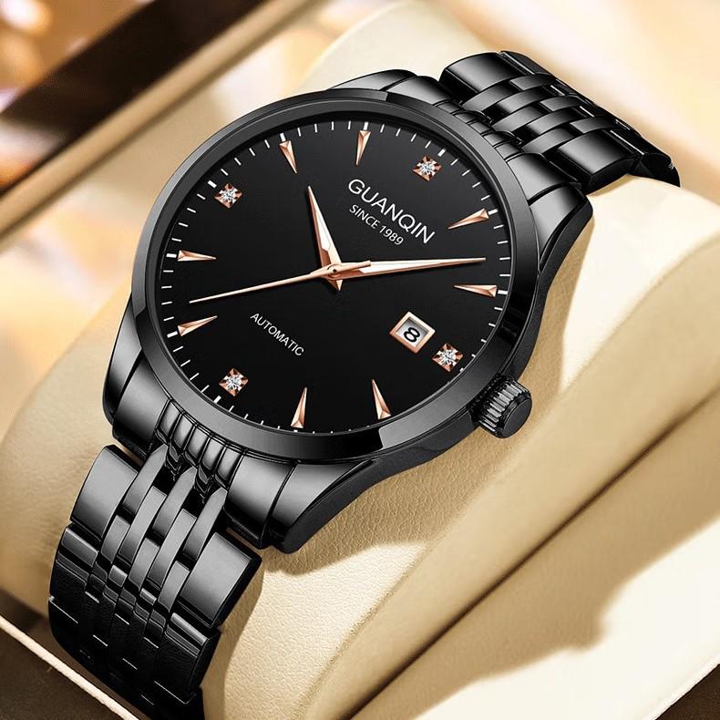 

Роскошные мужские автоматические механические часы со стальным браслетом - Светящиеся, водонепроницаемые и с элегантным деловым дизайном