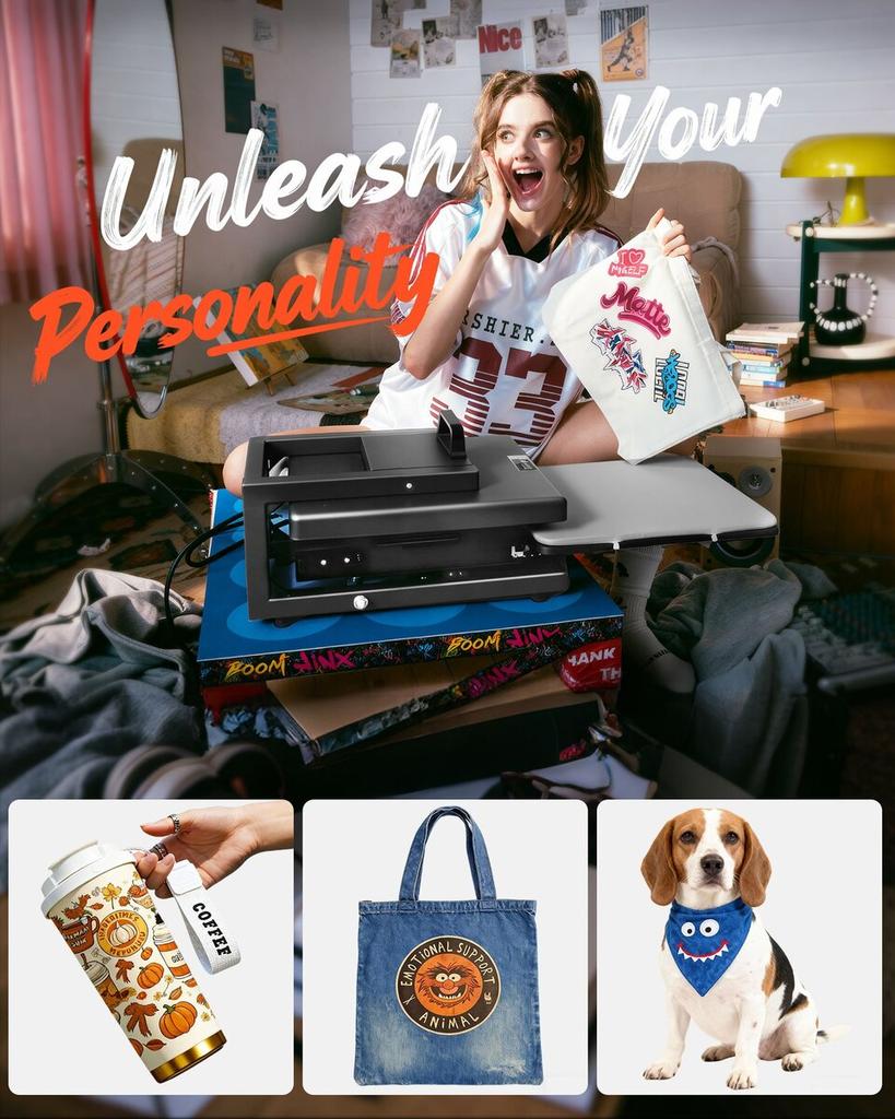 Hybrid Heat Press, 380 X 380 Mm, 8-in-1 Multifunction, Heat Up Fast and Even, All-New Patented Design, Easy To Control, Sublimation Press Machine for