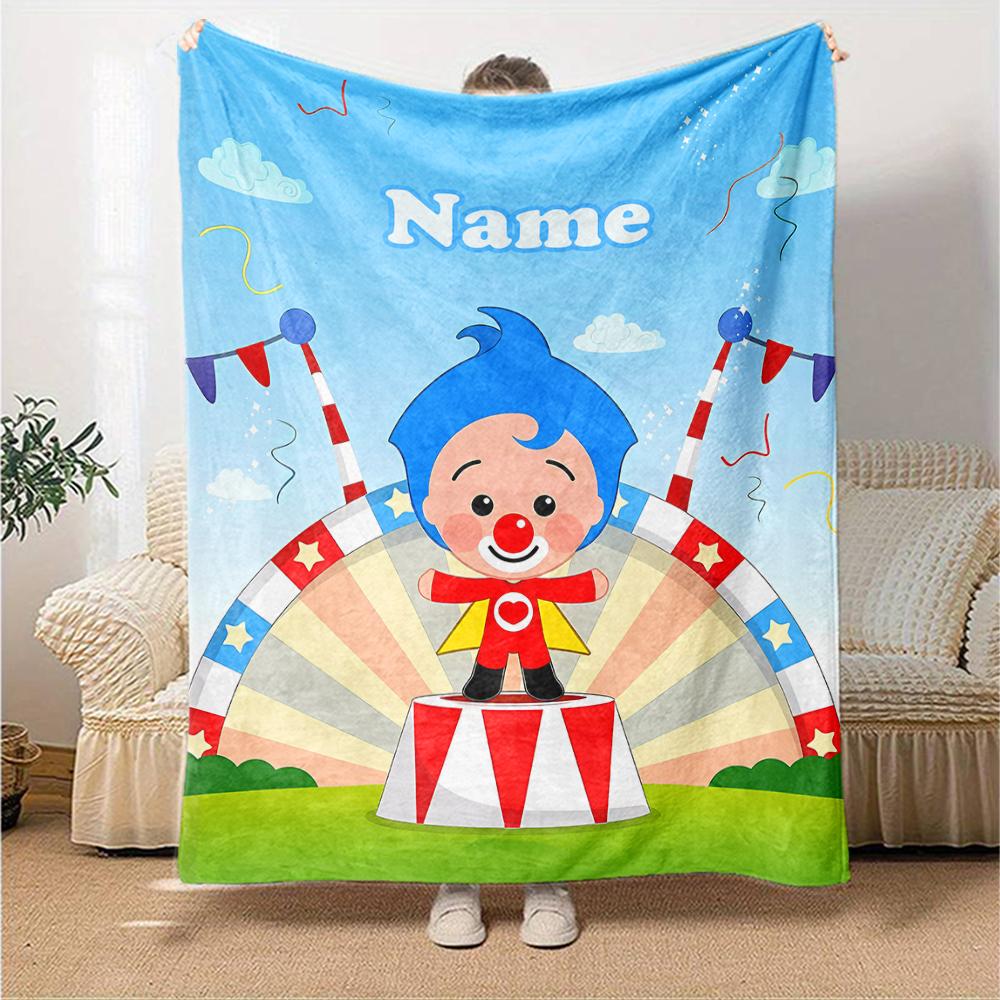 Coperta Stampata a Tema Plim Plim con Nome Personalizzabile - Perfetta per Divano, Letto, Viaggi e Uso Esterno | Lavabile in Lavatrice, Accogliente e Durevole.