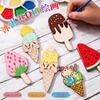 Wooden Ice Cream DIY Painting Kit for Kids - Blank Graffiti Craft Set