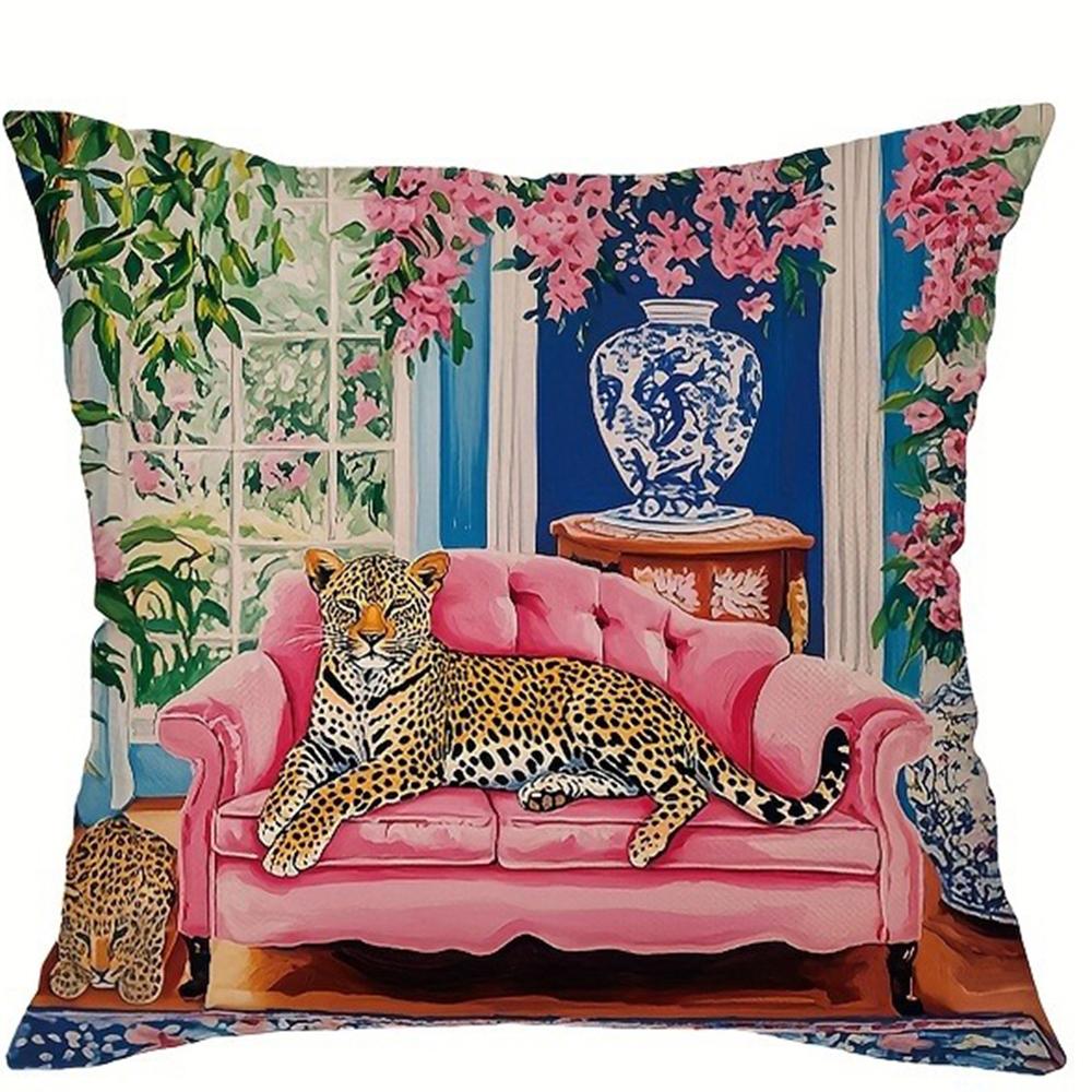 Leopard Flower Flamingo Pattern Printing Pillowcase Home Room Decoration Pillow Cover Living Room Sofa Cushion Cover
