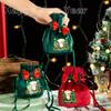 Velvet Drawstring Gift Bags Snowman Christmas Tree Decoration Goody Handbag Childrens Kids