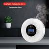 Smoke Detector Carbon Monoxide Alarm with LCD Display 2 In 1 Smoke CO Monitor AAA Batteries Powered for Home Kitchen Apartment