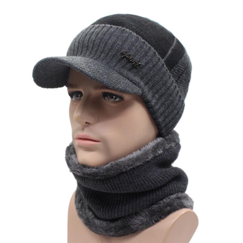 Men Winter Hat Casual Winter Beanie Hat For Men Plush Lining Wool Hat High Quality Warm Knitted Hat