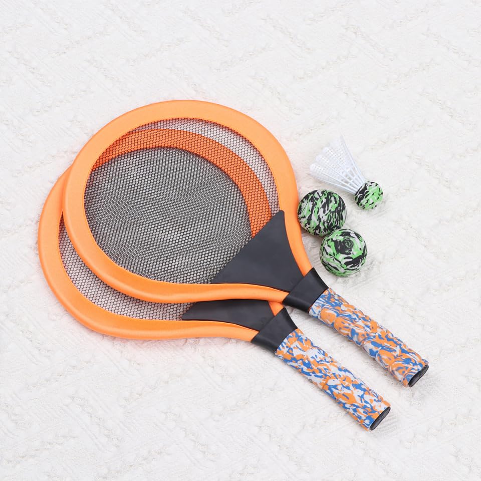ibasenice Kids Racquet Set with Ball - BadmintonTennis, 49 x 28.5cm, Orange, Lightweight EVA Soft, Kids' Toy, Outdoor Play, Park, Beach
