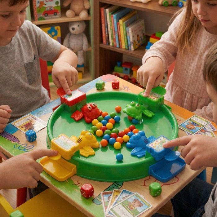 Jeu de société - BG INTERNATIONAL - FROGEATS - Grenouilles mange-billes 31 cm - 4 joueurs - Dès 3 ans