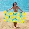 Lemon Slice Leaf Illustration Beach Towel Light Blue Background Citrus Fruit Theme Large Soft Microfiber Bath Blanket