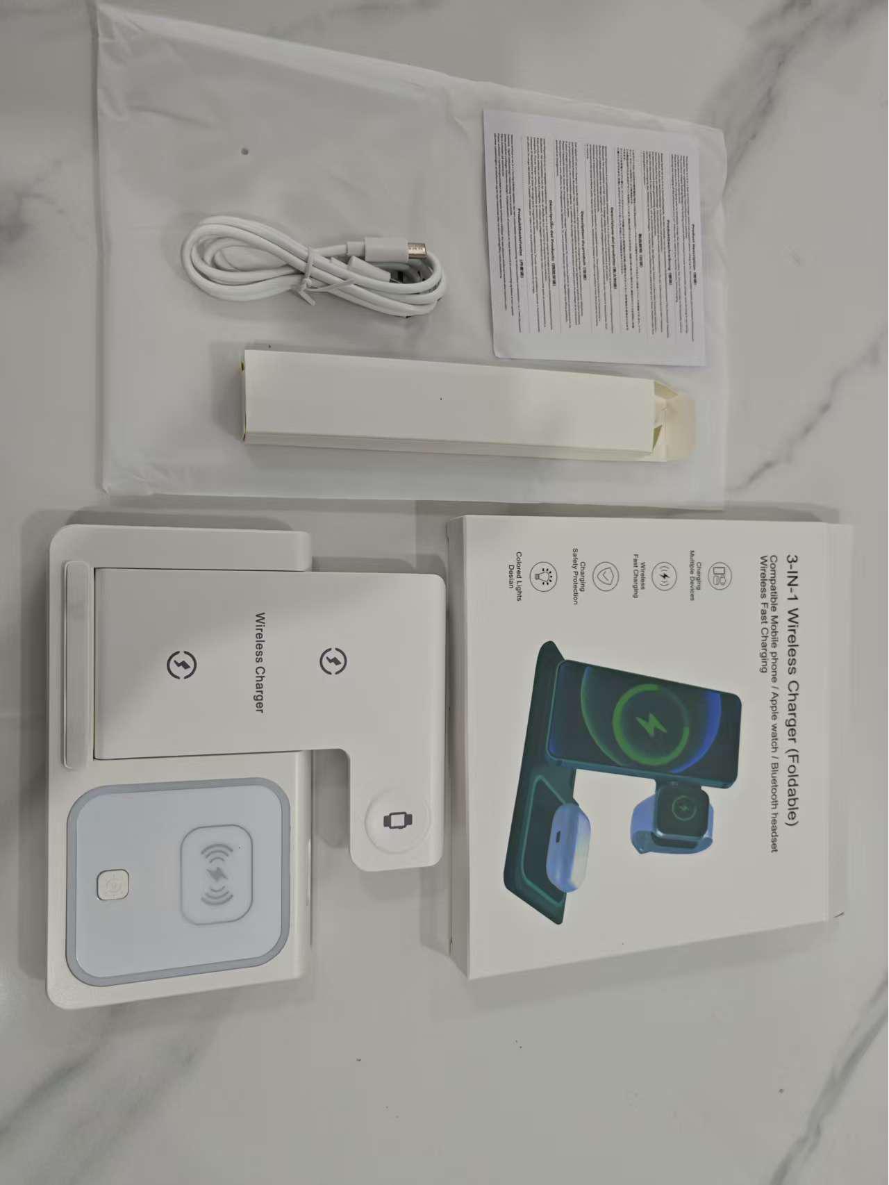 

3-in-1 Wireless Charging Stand for Apple Devices: Fast Charging for iPhones, EarPods, and Watches.