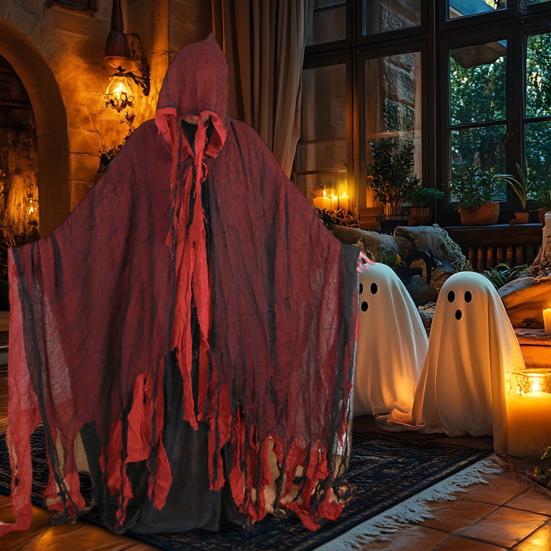 Halloween Hooded Cloak Medieval Renaissance Gothic Wizard Cape with Hood Scary Grim Reaper Cosplay Costume for Men Women
