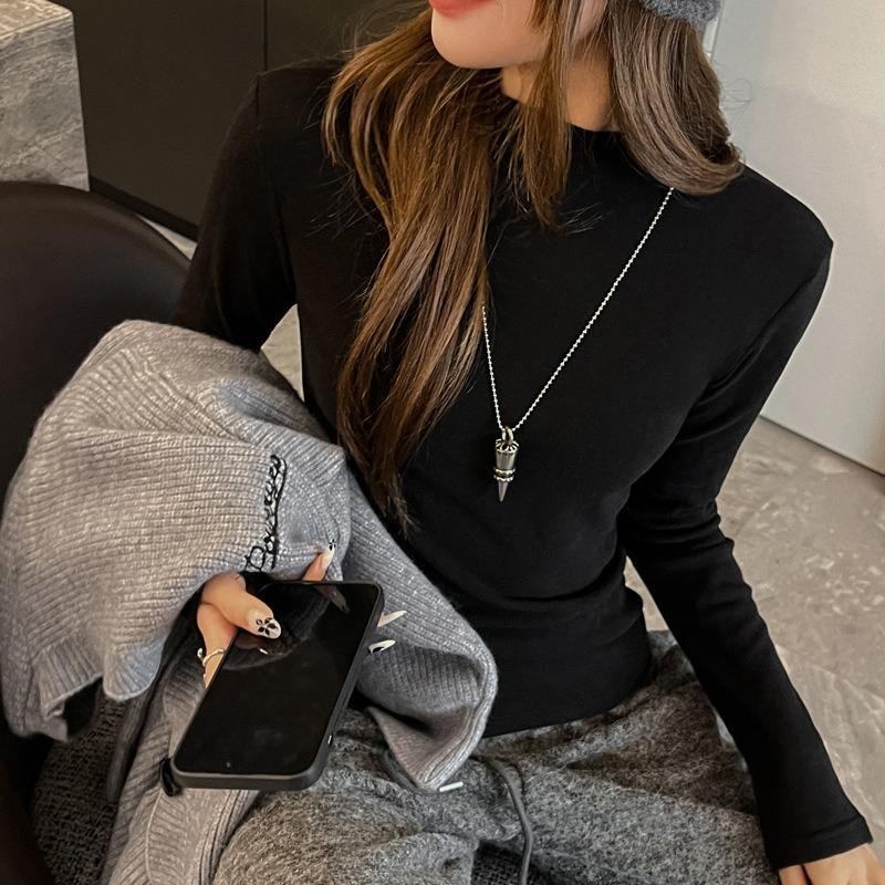 Women S Slim Fit Long Sleeve Turtleneck Base Top Versatile Casual Outerwear