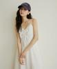 ADAUL Front Drawstring Sleeveless Long Dress - White