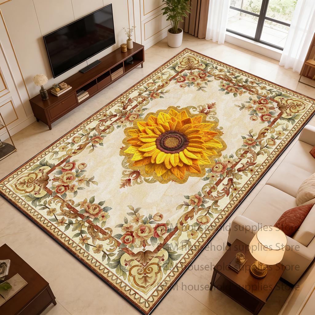 European Style Flower Carpet Luxury Living Room Decor Bedroom Customizable Floor Mat Antiskid Washable Study Lounge Rugs Bedroom