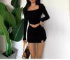 Women's Black Skirt: 2025 Spring/Summer Sexy Slit Suit, Anti-Exposure, Pure Desire Short Hip Skirt