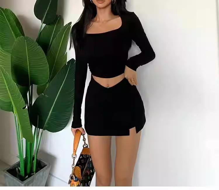 Women's Black Skirt: 2025 Spring/Summer Sexy Slit Suit, Anti-Exposure, Pure Desire Short Hip Skirt