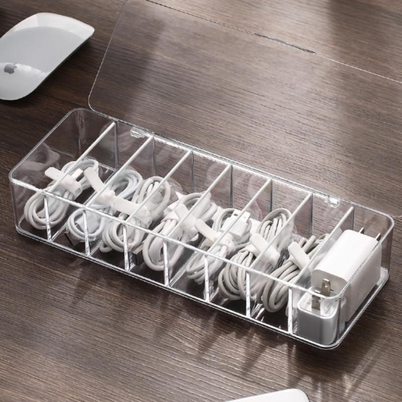 Transparent Data Cable Organizer Case Classification Dustproof Card Organizer With Lid Clutter Collection Box For Office Home