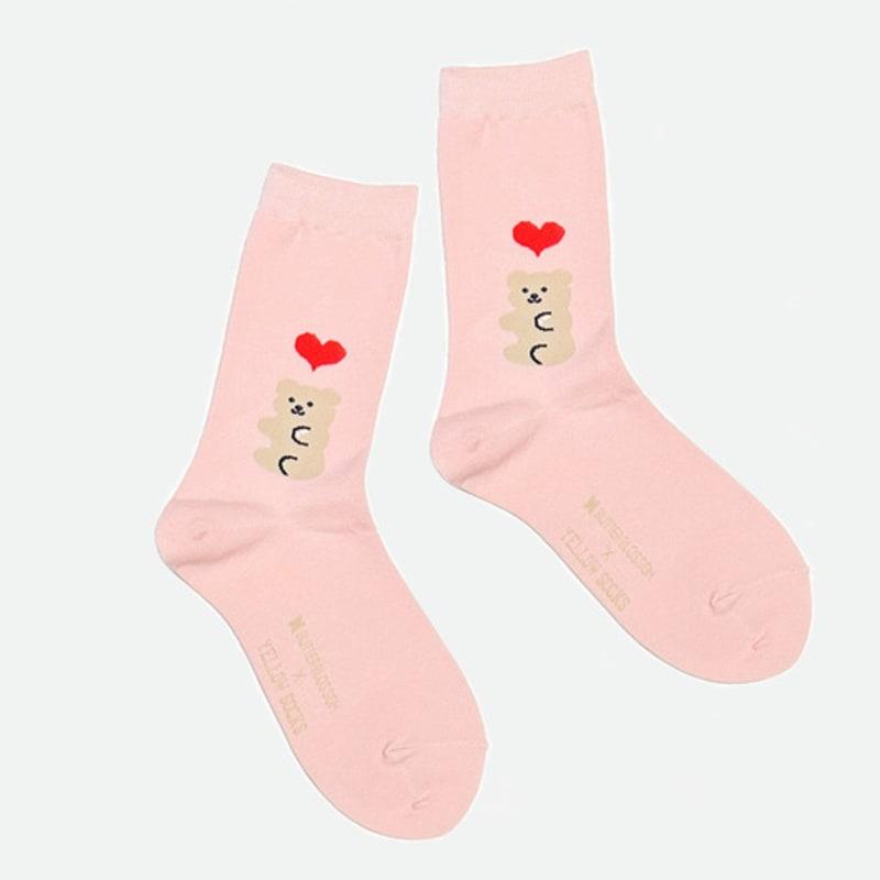 YELLOWSOCKS LOVE BEAR PINK