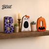 Small Halloween Figurine 3Pcs/Set Wooden Statues Letter Bat Pumpkin Ghost with Bowknot Deisgn Entrance Decoration Desktop Ornaments Holiday