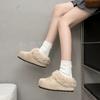 Autumn and winter cotton shoes matte new retro thick-soled lazy people wear fluffy tows with one pedal and two.