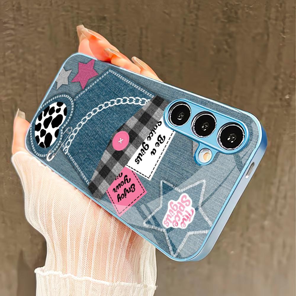 Pocket fabric pattern PhoneCase for Samsung Galaxy S26 S25 S24 S23 S22 FE Ultra Plus Built-in glass feel bare machine Men women