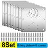 20/2Sets Cabinet Hinge Repair Plate Kits Stainless Steel Kitchen Cupboard Door Hinge Mounting Plate with Holes Fixing Brackets