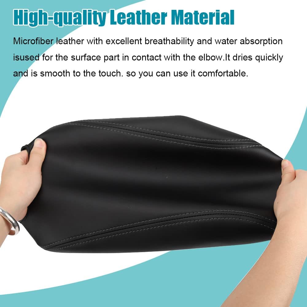 LEXLEY Center Console Pad Armrest Box Cover Waterproof Anti-Scratch Leather Protector Covers For Kia 2016- Sorento-Black Stitches