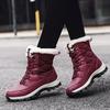 PU Leather Waterproof Snow Boots Women Plush Cotton Shoes Warm Winter Hiking Sneakers Non-slip Casual Shoes