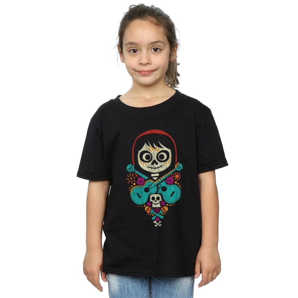 Disney Mädchen Coco Miguel Gekreuzte Gitarren Baumwoll-T-Shirt