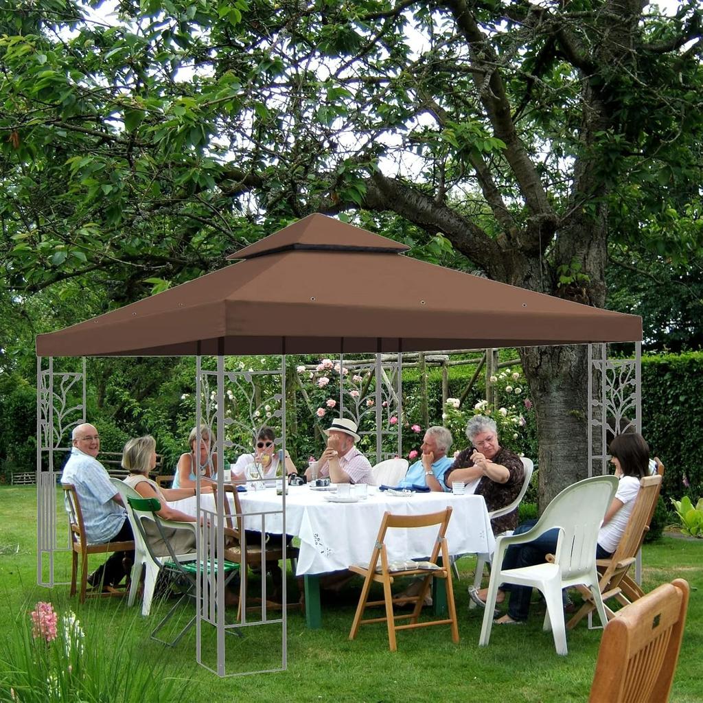 1 Stück 3 x 3 m Ersatzdach für Pavillon, doppelstöckige Dachabdeckung, Wetterschutzabdeckung für Gartenterrasse