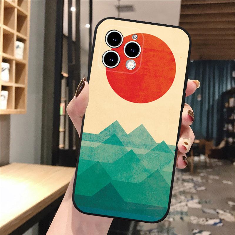 

Phone Case For iphone 17 Pro Max 17 Pro Air 16 15 14 13 Pro Max 15 16 Pro 15Plus Wave Art Japanese Green Illust iphone 14Pro