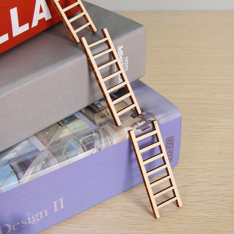 50pcs DIY Mini Wooden Step Ladder Miniature Handcraft Micro Landscape Ornament Fairy Home Decoration Garden Supplies